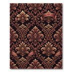 Rich Red Golden Acanthus Swirl Rug