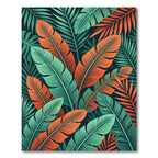 Lush Green and Orange Tropical Foliage Rug