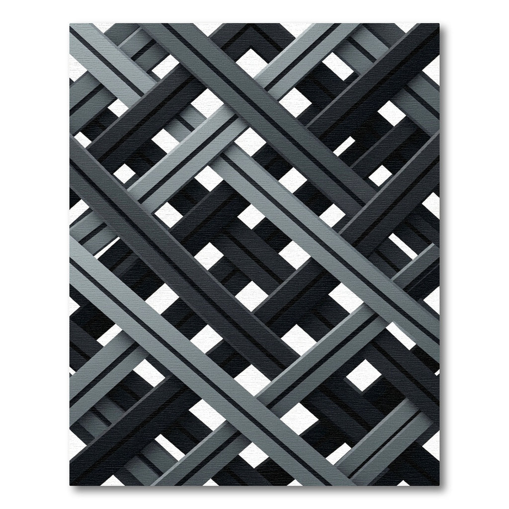 Modern Monochrome Intersecting Grid Rug