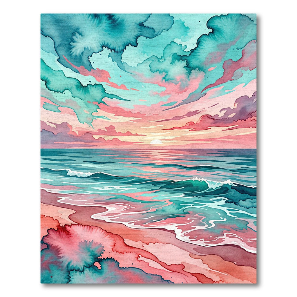 Watercolor Sunset Ocean Coastal Gradient Rug