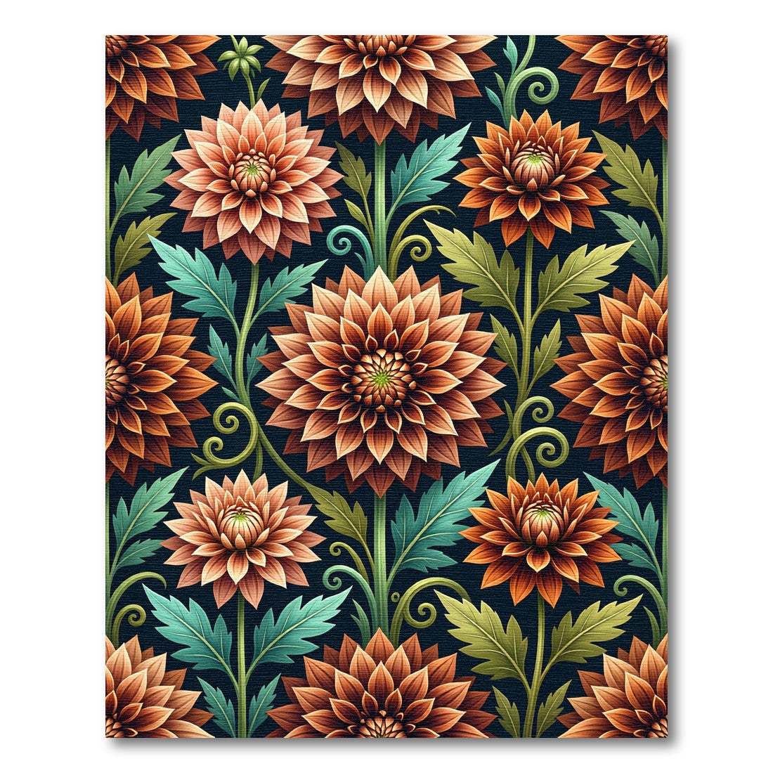 Amber Art Nouveau Botanical Bloom Rug