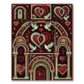 Regal Red Heart Dove Archway Mosaic Rug