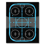 Modern Neon Blue Hockey Rink Graphic Rug