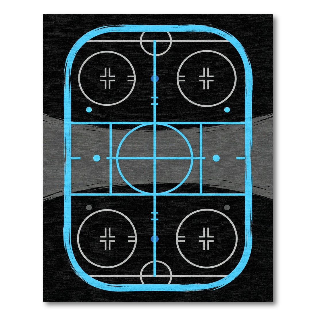 Modern Neon Blue Hockey Rink Graphic Rug