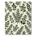 Lush Green Botanical Rosemary Herb Illustration Rug