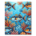 Vibrant Blue Coral Reef Fish Scene Rug