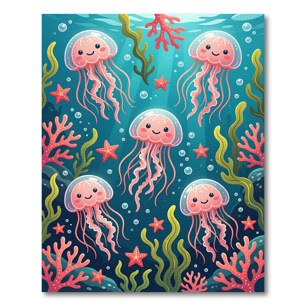 Whimsical Pink Jellyfish and Coral Abyss Rug