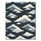 Clouds Navy Sky Celestial Whimsical Rug
