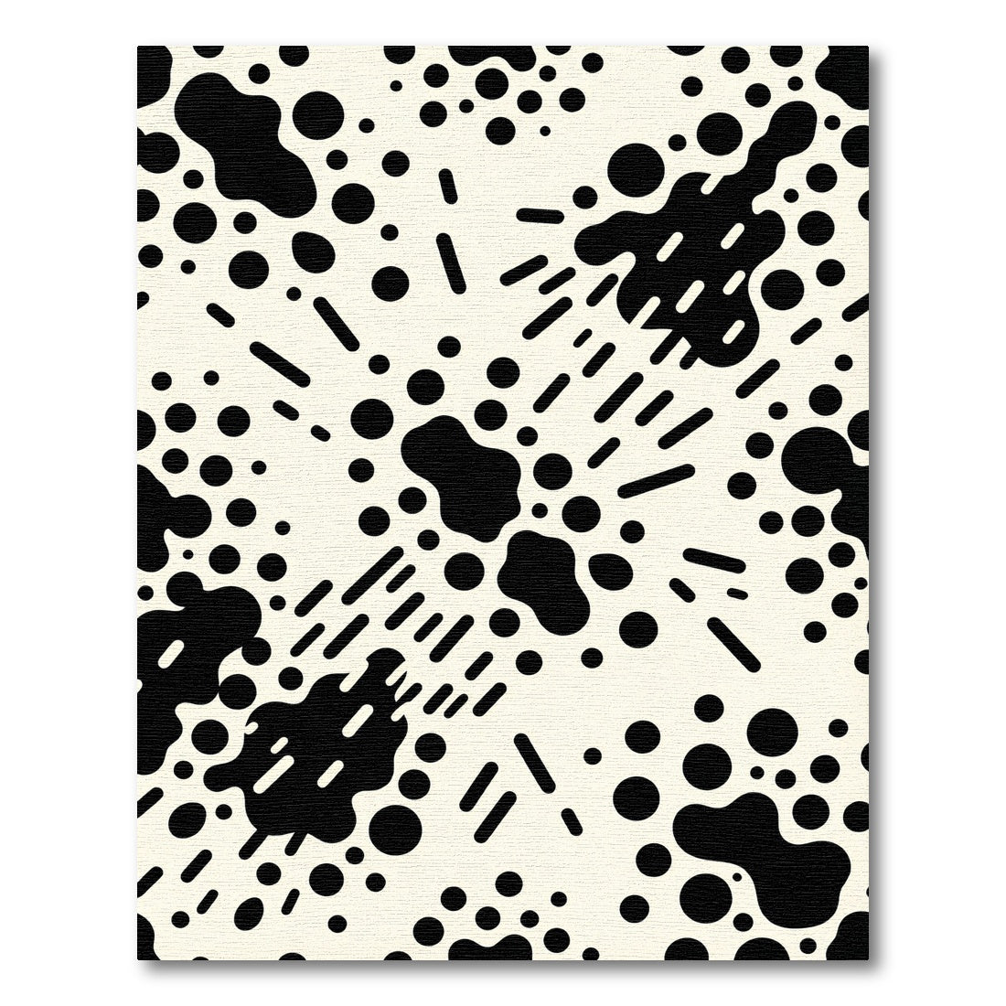 Black White Organic Splatter Circles Rug
