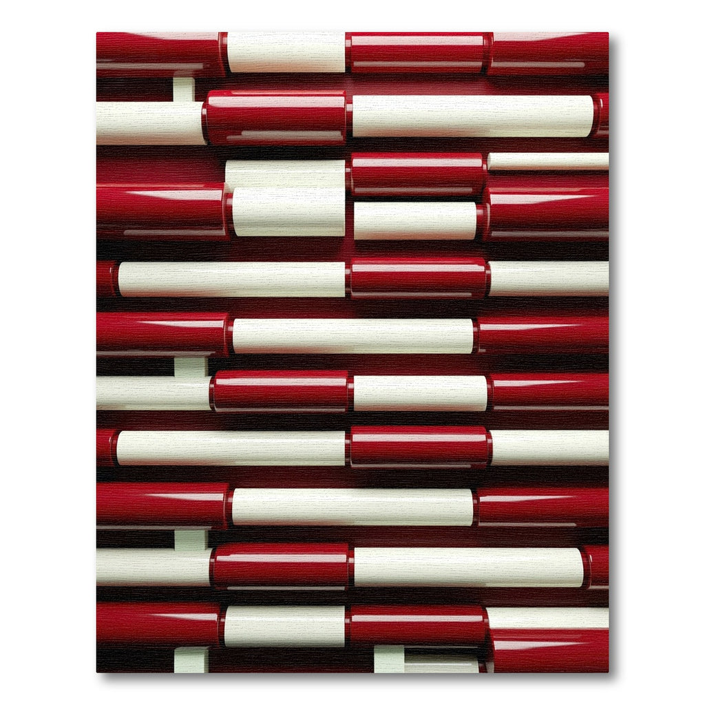 Red White Cylinder Geometric Rug