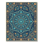 Royal Blue Floral Medallion Boho Rug