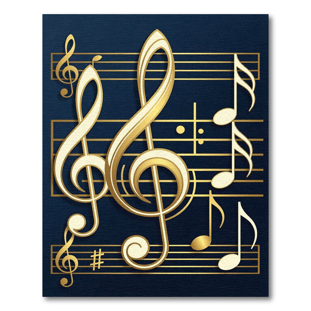 Golden Treble Clef Musical Note Art Rug
