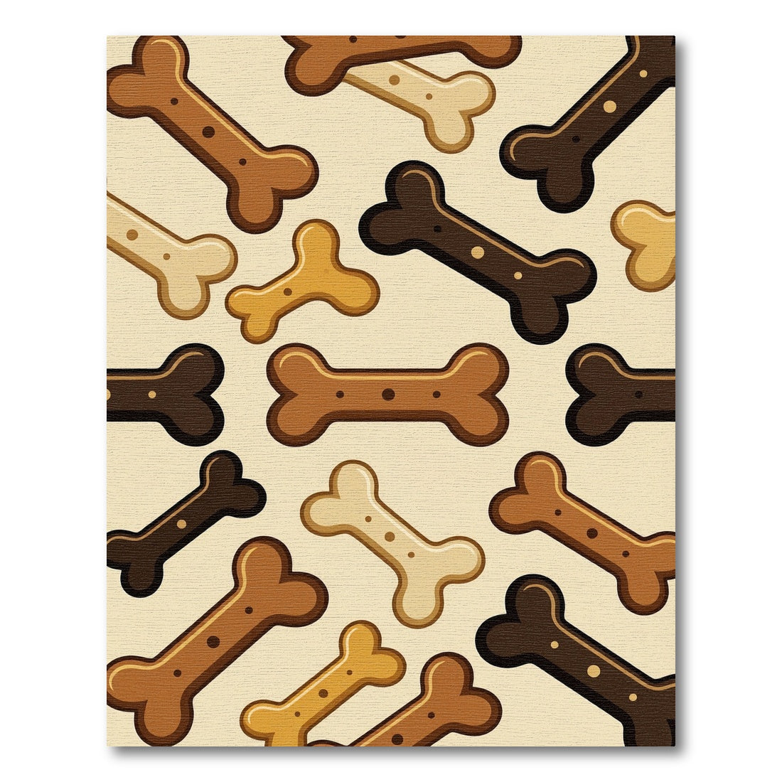 Playful Brown Dog Bone Treat Illustration Rug