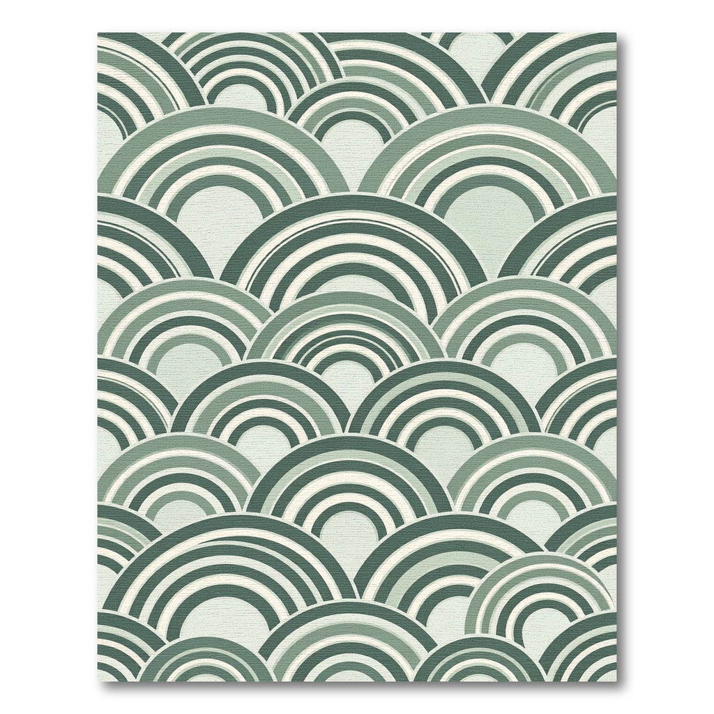 Sage Green Scalloped Geometric Arch Rug
