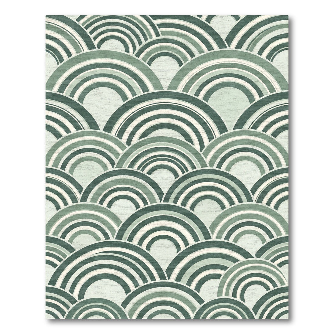 Sage Green Scalloped Geometric Arch Rug