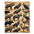 Savanna Wildlife Hyena Vulture Gazelle Illustration Rug
