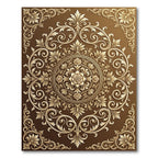 Ornate Gold Floral Medallion Chocolate Rug