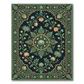 Elegant Sage Floral Lotus Medallion Rug