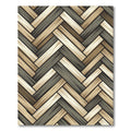 Earthy Tone Wood Grain Herringbone Rug