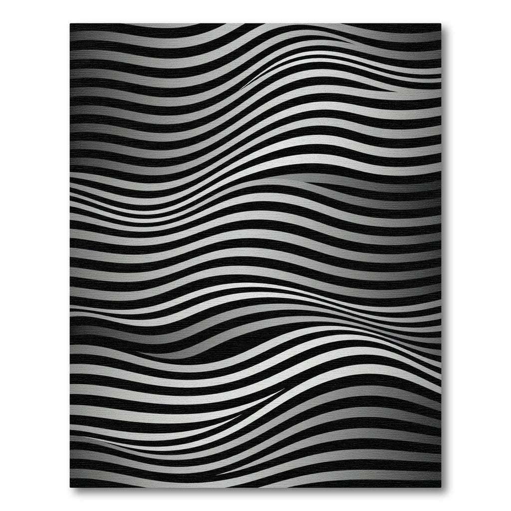 Monochromatic Wavy Black and White Lines Rug