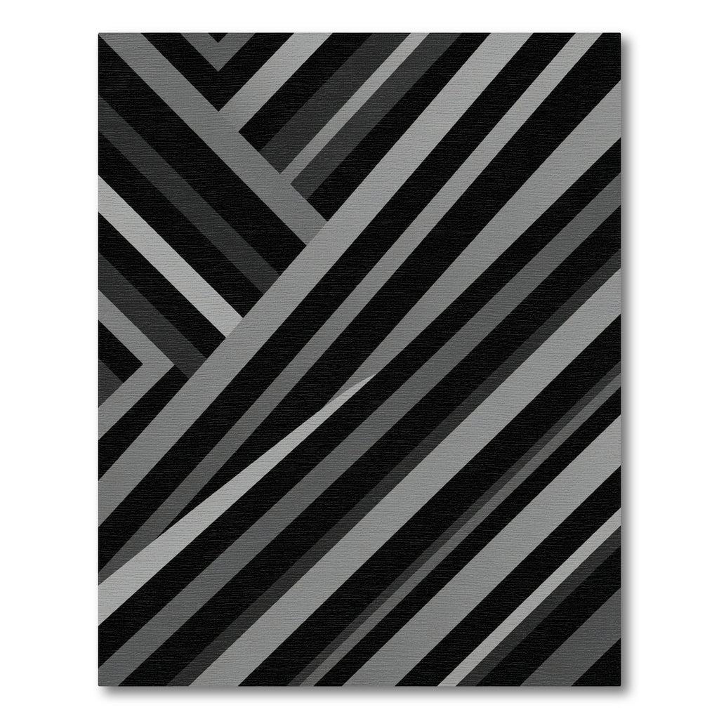 Modern Monochrome Angular Striped Rug