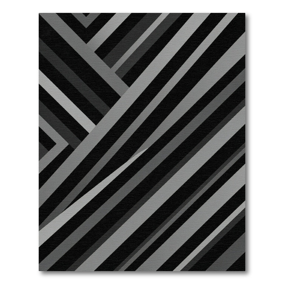 Modern Monochrome Angular Striped Rug