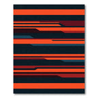 Modern Burnt Orange Abstract Linear Rug