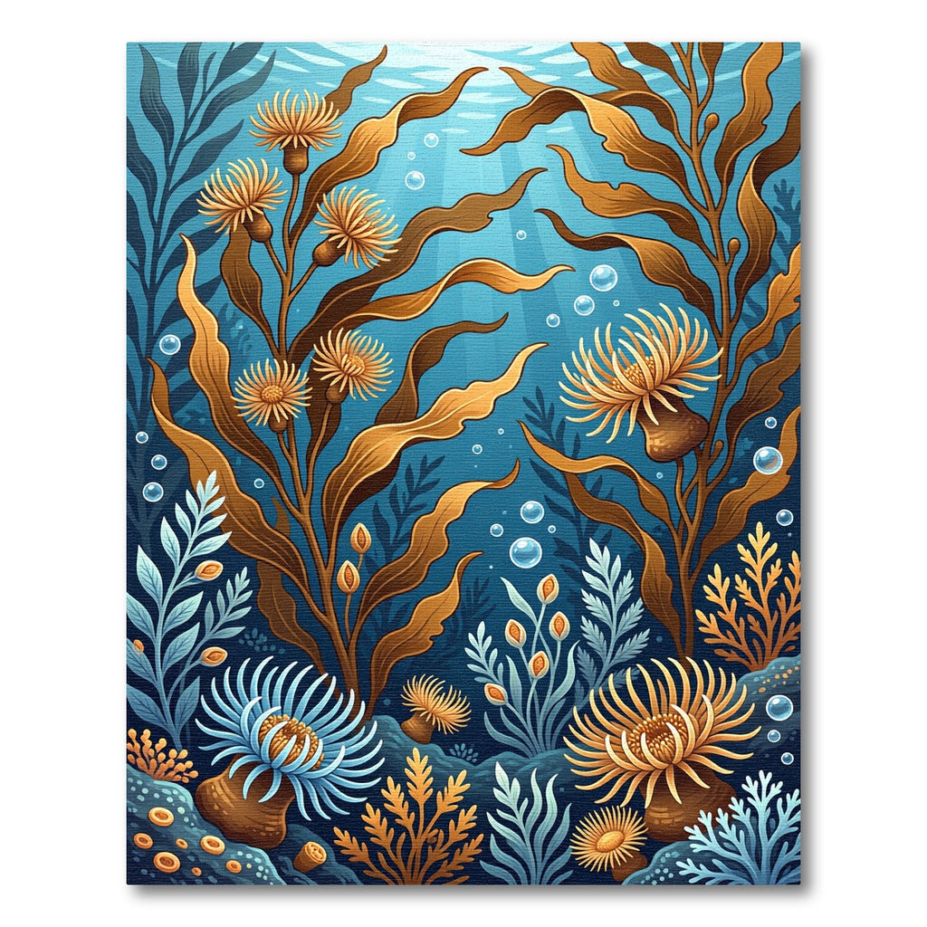 Golden Anemone Coral Blue Ocean Rug