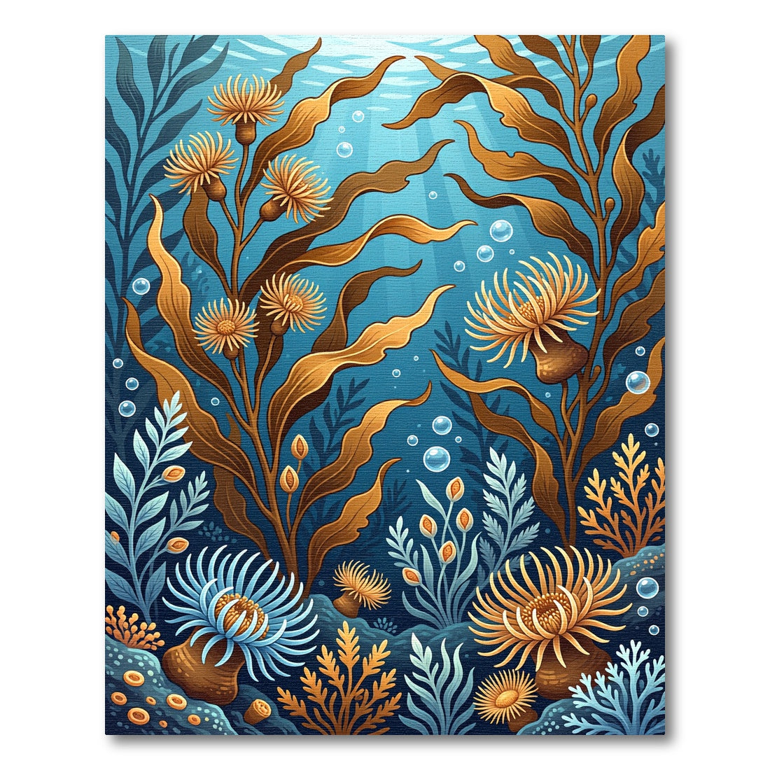 Golden Anemone Coral Blue Ocean Rug