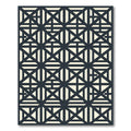 Modern Navy Cream Geometric Linear Tile Rug