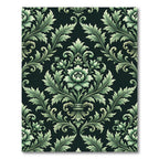Elegant Sage Botanical Damask Scroll Rug