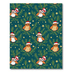 Festive Teal Owl Christmas Tree Garland Rug