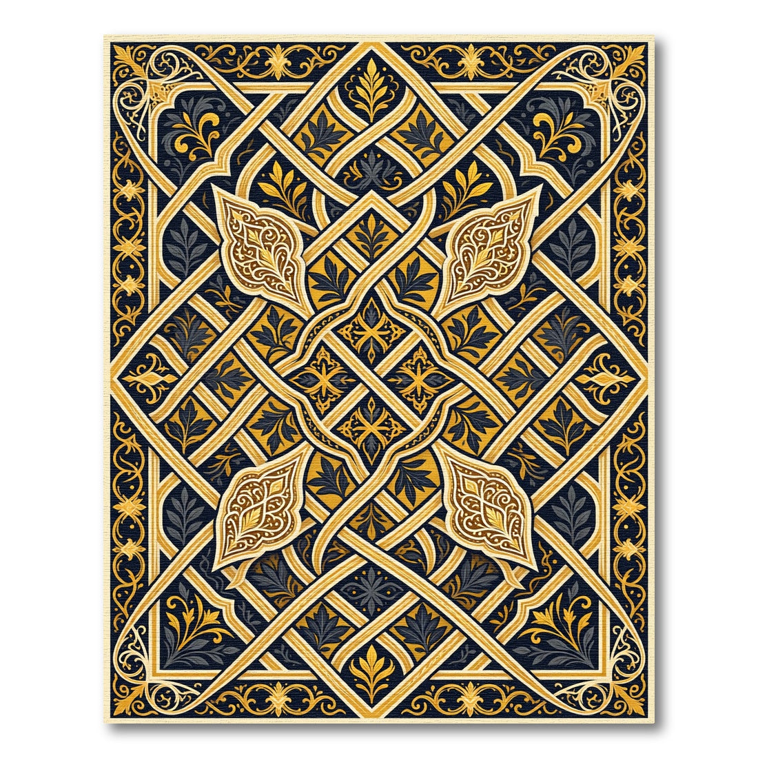 Intricate Gold Foliate Interlace Rug