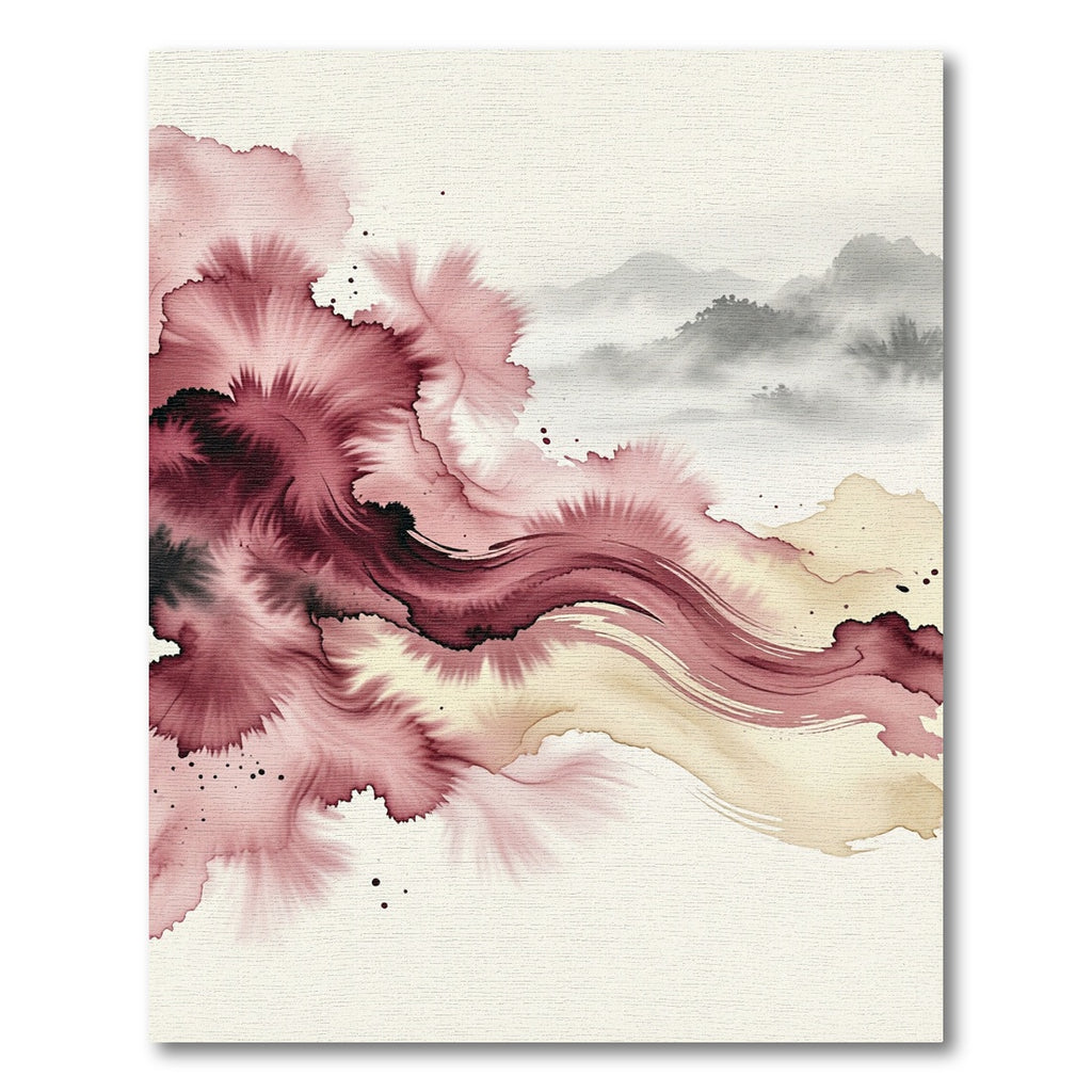 Crimson Wash Landscape Abstract Rug