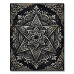 Ornate Black Silver Star Mandala Rug