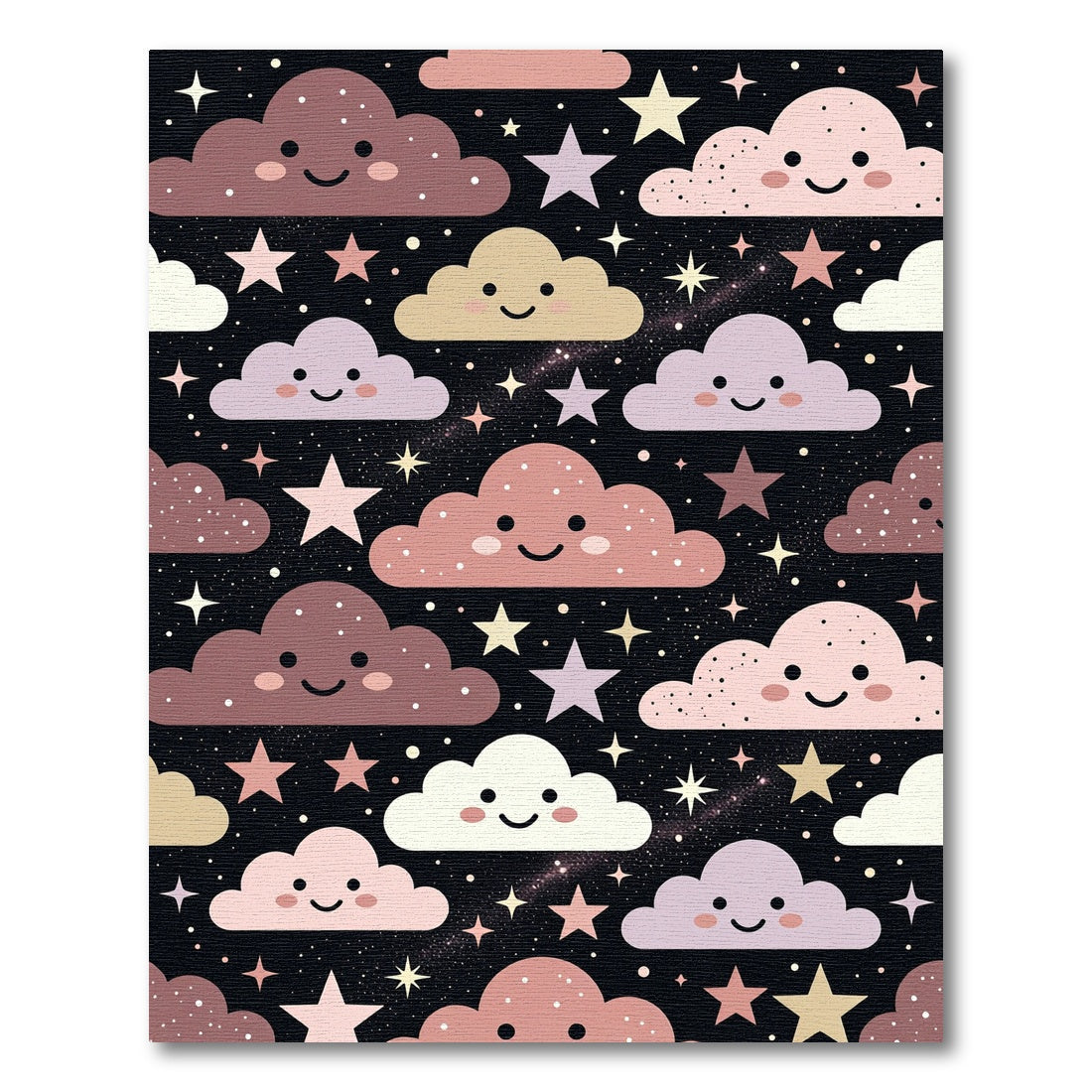 Whimsical Pastel Clouds and Starry Sky Rug