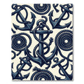 Nautical Navy Blue Anchor Rope Rug