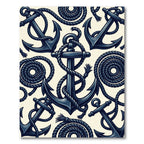 Nautical Navy Blue Anchor Rope Rug