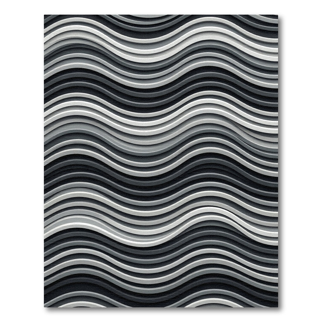 Monochromatic Gray Wavy Linear Illusion Rug