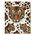 Vibrant Tiger Faces Animal Collage Rug