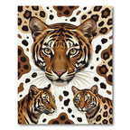 Vibrant Tiger Faces Animal Collage Rug