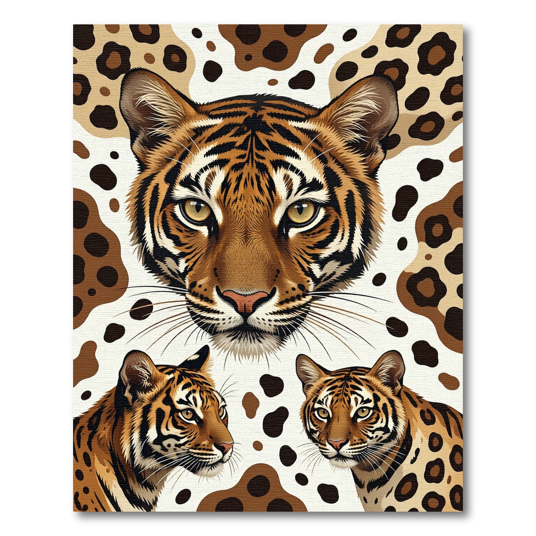 Vibrant Tiger Faces Animal Collage Rug
