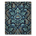 Elegant Blue Gold Damask Floral Rug