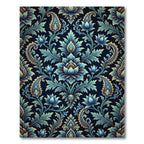 Elegant Blue Gold Damask Floral Rug