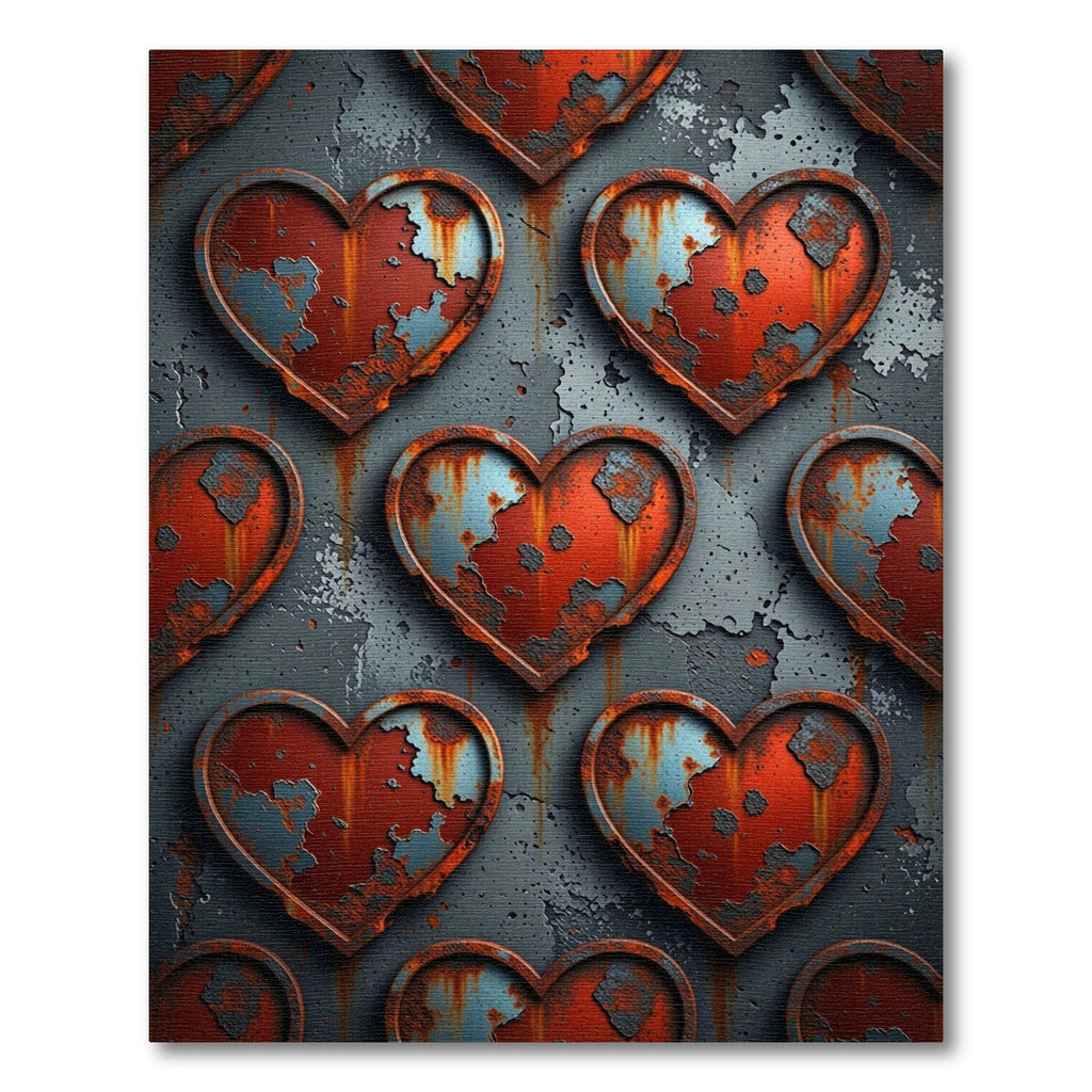 Rusty Red Heart Texture Composition Rug