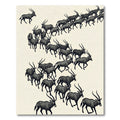 Monochrome Antelope Herd Minimalist Art Rug