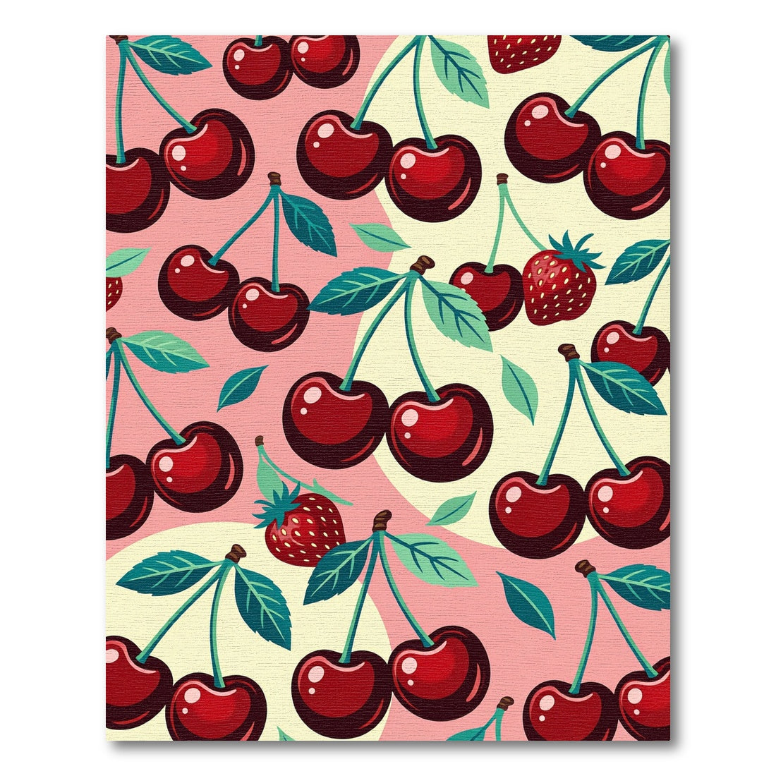 Vibrant Retro Cherry Strawberry Fruit Art Rug