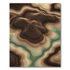 Earthy Topographic Contour Abstract Wave Rug