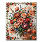 Coral Peony Rose Garden Bouquet Rug