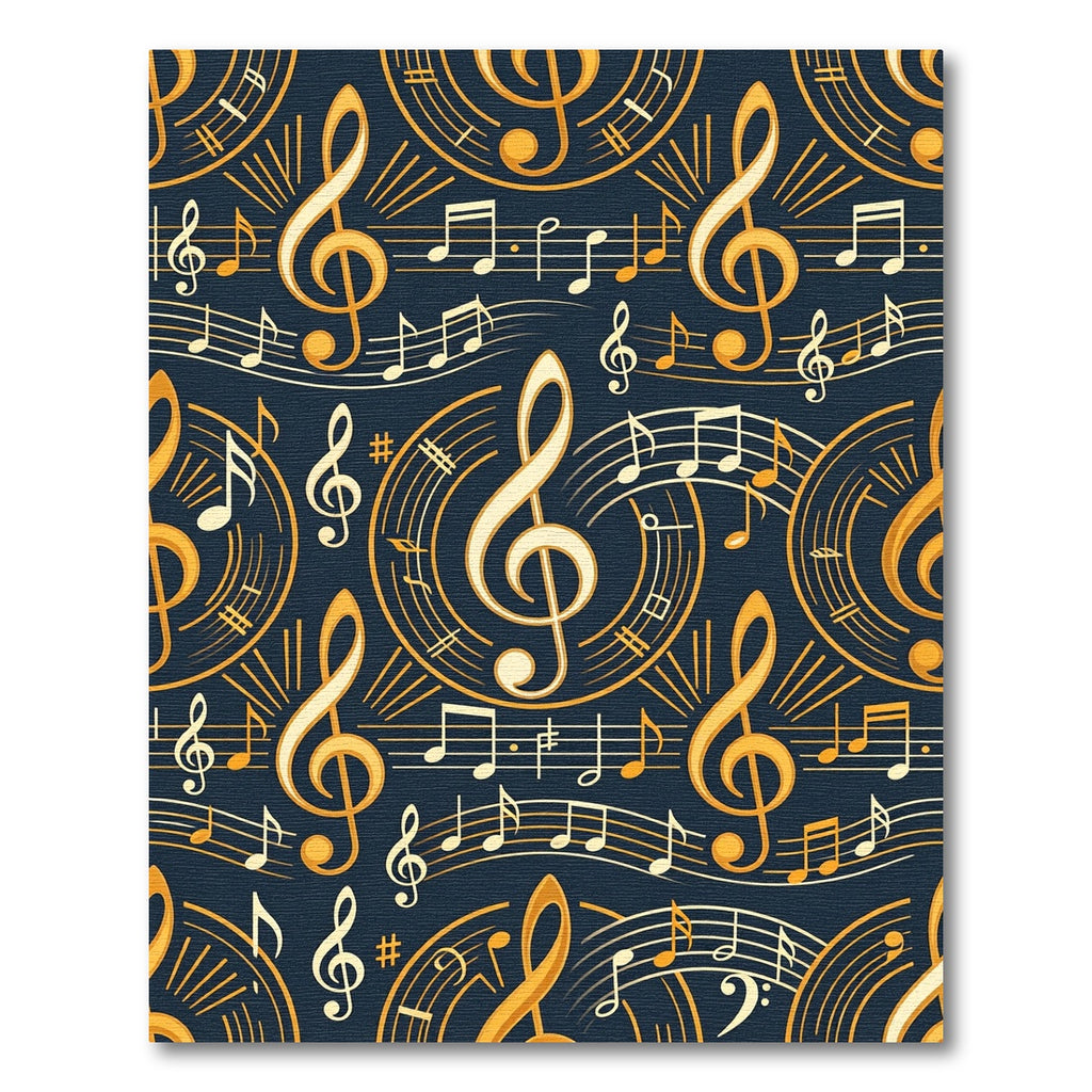 Golden Treble Clef Musical Note Art Rug